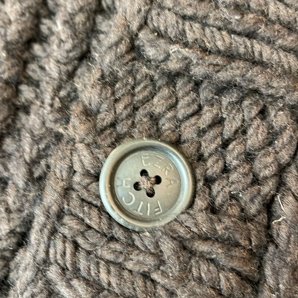 Ezra Fitch Vintage Heavy Hand Knit 100% Wool Mens Small Brown Sweater - Picture 11 of 13